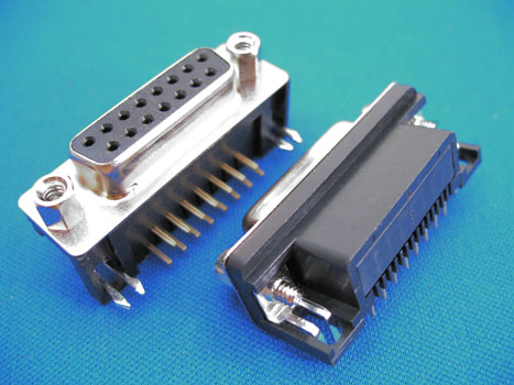 D-Sub连接器母座 R/A DIP焊接带锁螺丝